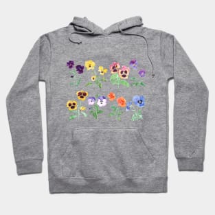 Colorful pansy garden watercolor Hoodie